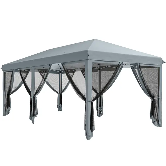 Buy Outsunny 3 x 6m Pop Up Gazebo, Outdoor Canopy Shelter, Marquee Party Wedding Tent with 6 Mesh Walls and Carry Bag, Grey