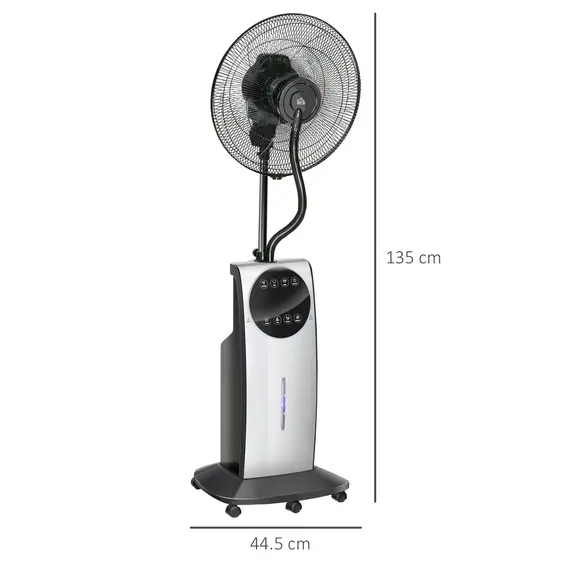 Buy 16" Pedestal Fan with Water Mist Spray, Humidifying Misting Fan, Standing Fan with 3 Speeds, 3.1L Water Tank, Timer and Electric Mosquito Killer Jack, Black, 3 image