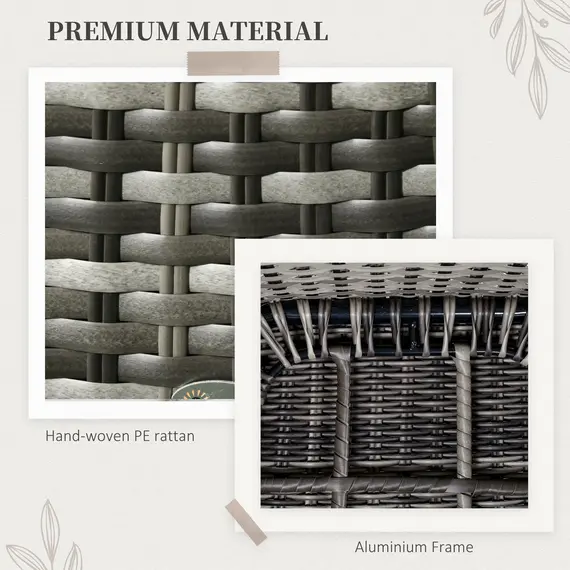 Buy Outsunny Seven-Piece Rattan Dining Set with Tempered Glass Table Top and Parasol Hole - Grey, 7 image