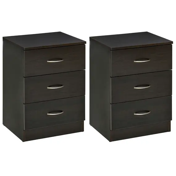 Buy Bedside Cabinet with Drawer and Shelf, White Bedside Table for Bedroom, Living Room, Nightstand Side Table with Metal Rail Set of 2