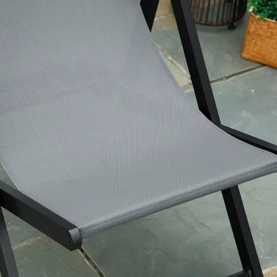 Buy Outsunny Set of 2 Folding Garden Beach Aluminium Frame Deck Chairs Deckchairs Seaside Folding Garden Patio Lounger, Grey, 7 image