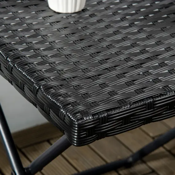 Buy Outsunny Square PE Wicker Rattan Folding Table - Black, 9 image