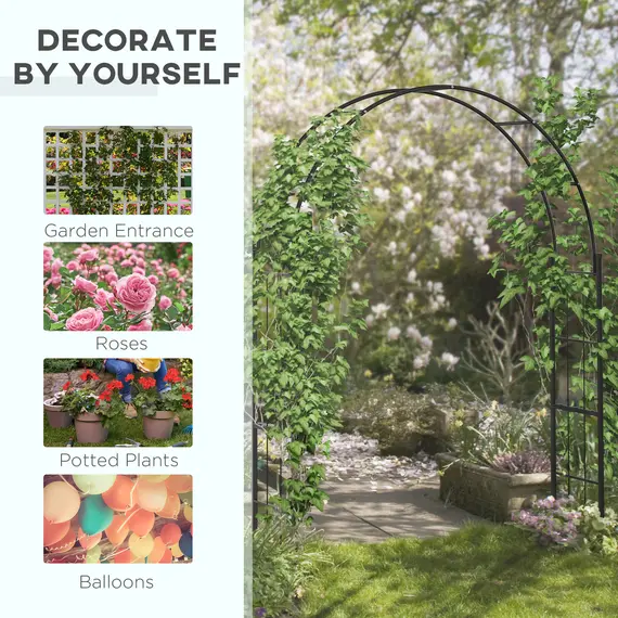 Buy 223cm Garden Arch Trellis, Outdoor Wedding Arbor for Ceremony for Climbing Roses, Vines and Plants, 4 image