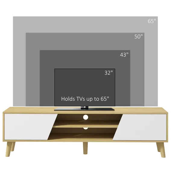 Buy Scandinavian-Style TV Cabinet, with Storage - Wood-Effect/White, 7 image