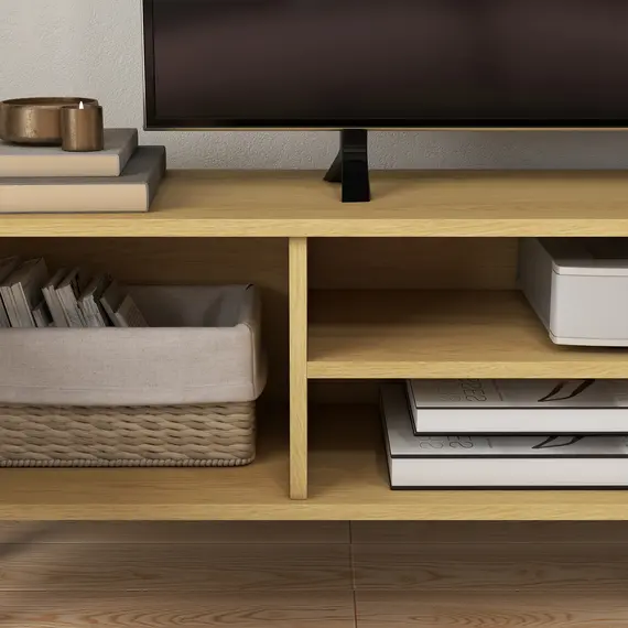Buy Scandinavian-Style TV Cabinet, with Storage - Wood-Effect/White, 9 image