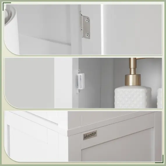 Buy Tall Bathroom Storage Unit, Slim Bathroom Cabinet with Adjustable Shelves and Double Door, White, 7 image
