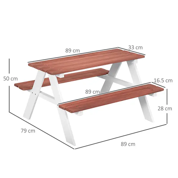 Buy Kids Picnic Table, Wooden Table and Bench Set, Kids Garden Furniture for Patio Aged 3-8 Years Old, Brown, 3 image