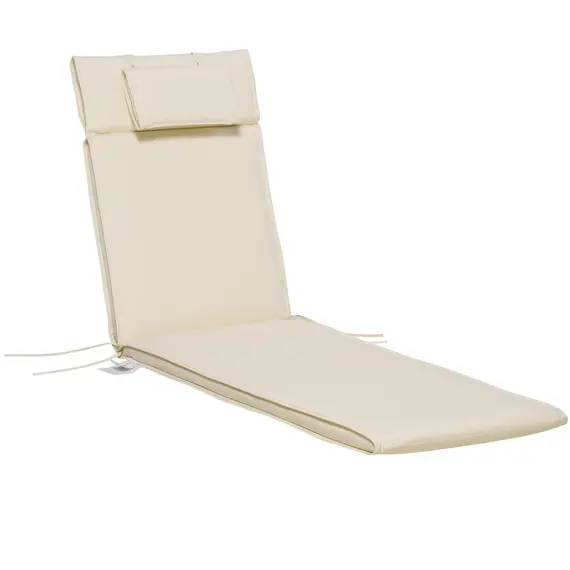 Buy Outsunny Garden Sun Lounger Cushion Replacement Soft Sunbed Reclining Chair Relaxer Pad with Pillow, Cushion ONLY - Cream White