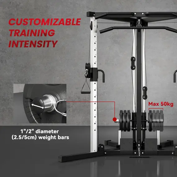 Buy SPORTNOW Home Gym Machine, Multifunctional Gym Equipment with High and Low Pulleys, Pull Up Bar, 15-Position Adjustable Strength Training Workout Station for Full Body Fitness, 6 image