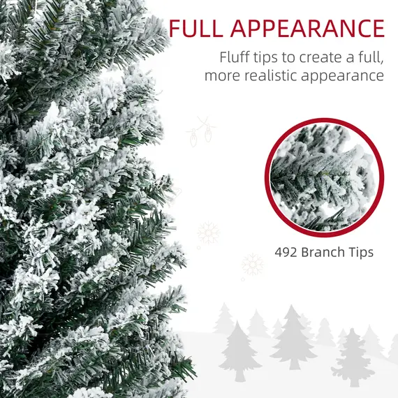 Buy 6' Artificial Prelit Christmas Trees Holiday Décor with Colourful LED Lights, Flocked Tips, Berry, Pine Cone, 6 image