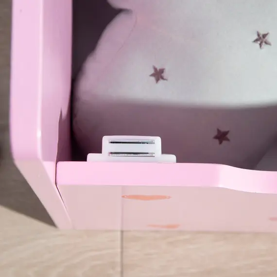 Buy ZONEKIZ 4PCs Kids Bedroom Furniture Set with Bed, Toy Box Bench, Dressing Table and Stool, Princess Themed, for 3-6 Years Old, Pink, 9 image