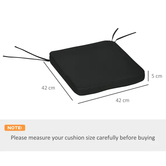 Buy Set of 6 Chair Cushion Seat Pads Dining Chair w/ Straps Indoor Outdoor Removable Tie On Garden Patio, Black, 3 image