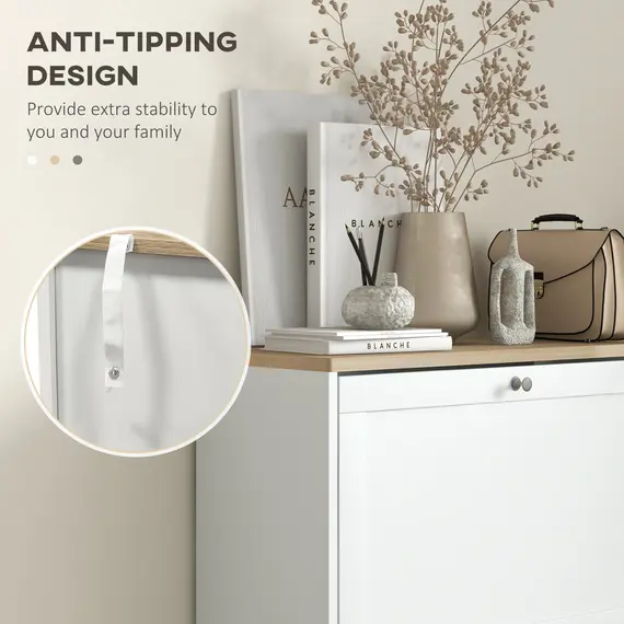 Buy Modern Compact Three-Drawer Shoe Storage Cabinet - White, 7 image