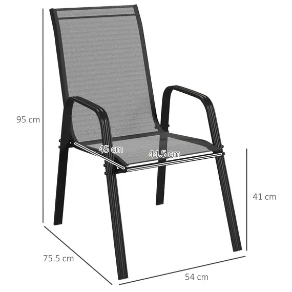 Buy Set of Four Stackable Mesh Seat Chairs - Black, 3 image