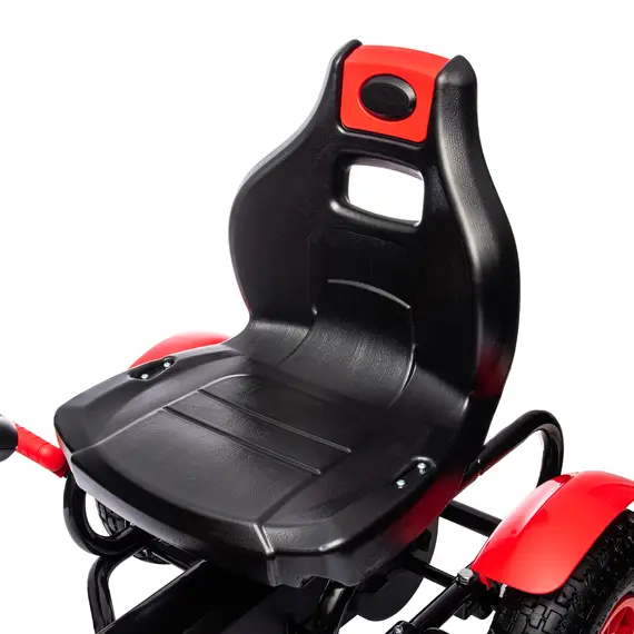 Buy Pedal Go Kart, Kids Ride On Racer with Adjustable Seat, Inflatable Rubber Tyres, Handbrake for Ages 5-12 Years - Red, 9 image