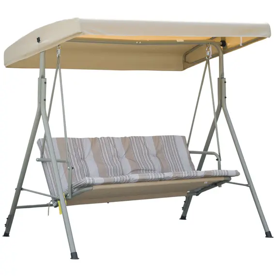 Buy Three-Seater Garden Swing Seat - Light Brown