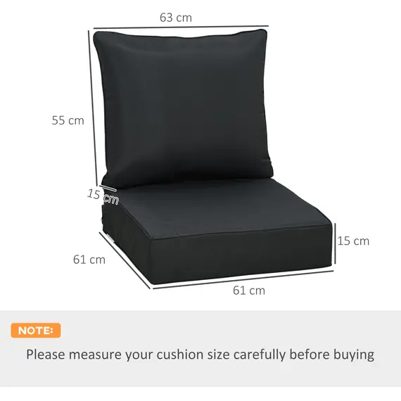 Buy Outsunny Outdoor Seat and Back Cushion Set Patio Deep Seating Chair Replacement Cushion, 3 image