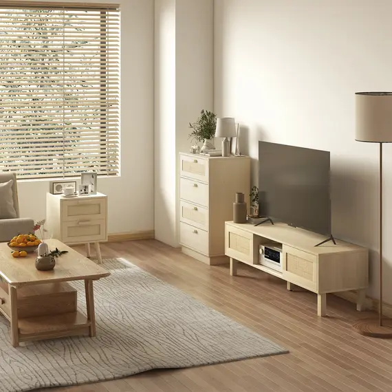 Buy Chest of Four Rattan Weave Panel Drawers - Wood-Effect, 7 image
