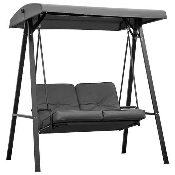 Buy Outsunny 2 Seater Garden Swing Chair with Adjustable Tilting Canopy, Outdoor Hammock Bench with Steel Frame for Patio, 144 x 117 x 173 cm, Grey