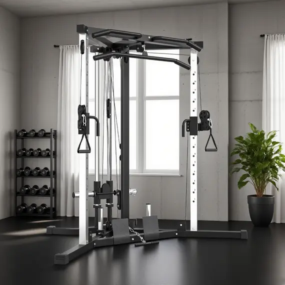 Buy SPORTNOW Home Gym Machine, Multifunctional Gym Equipment with High and Low Pulleys, Pull Up Bar, 15-Position Adjustable Strength Training Workout Station for Full Body Fitness, 9 image
