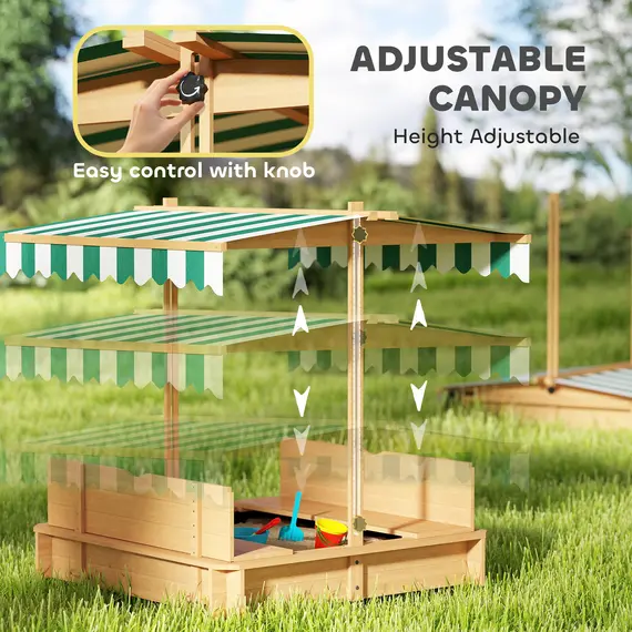 Buy Kids Square Wooden Sandpit, Children Sandbox Outdoor Playset, 3 image