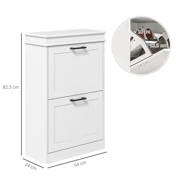Buy Two-Drawer Minimalistic 10-Shoe Cabinet - White, 3 image