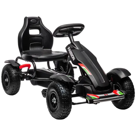 Buy Metal Kids Pedal Go Kart with Adjustable Seat Inflatable Tyres Black