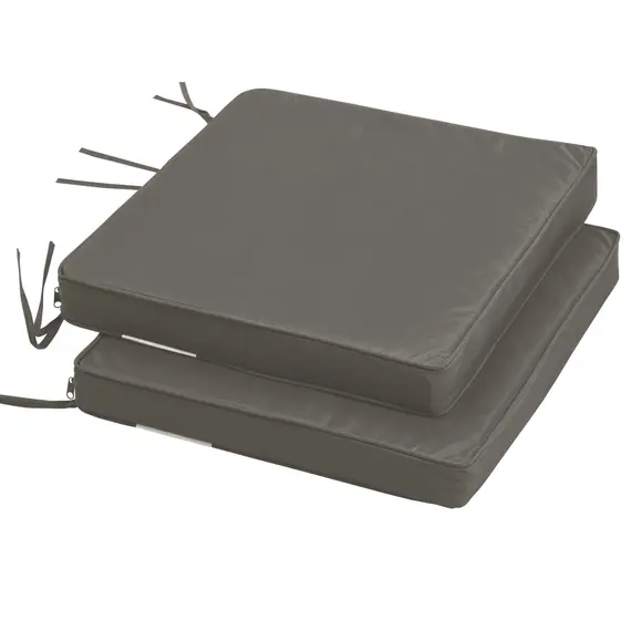 Buy Set of 2 Garden Chair Cushions with Ties, 45 x 45 cm Replacement Cushions for Outdoor Furniture, Dark Grey, 7 image