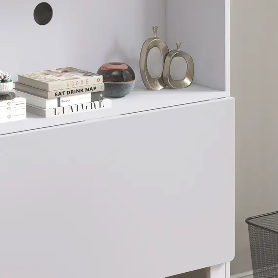 Buy Foldable Desktop, Computer Desk with Storage Shelves, 80 x 69 x 155 cm, White, 8 image