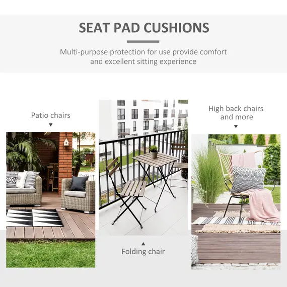 Buy Set of 2 Garden Chair Cushions with Ties, 45 x 45 cm Replacement Cushions for Outdoor Furniture, Cream White, 6 image