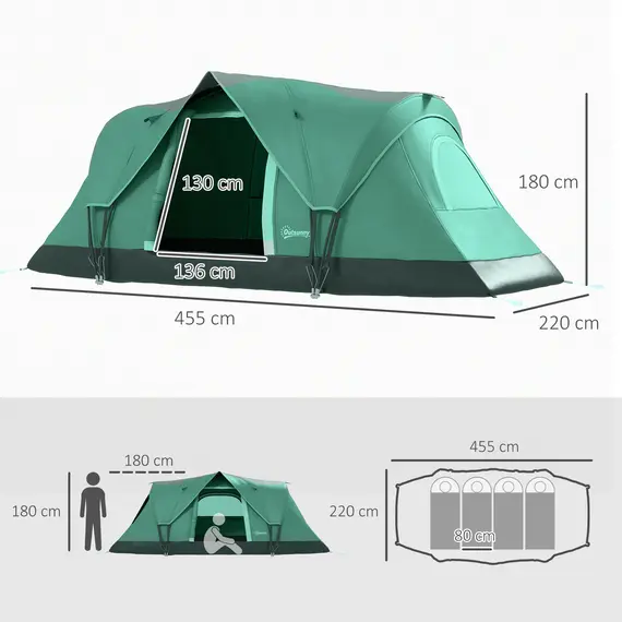 Buy 5-6 Man Dome Camping Tent - Dark Green, 3 image