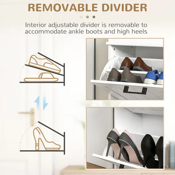 Buy Two-Drawer Minimalistic 10-Shoe Cabinet - White, 6 image
