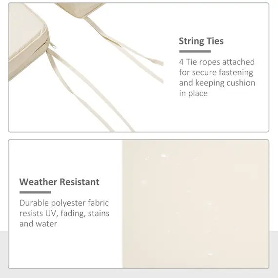 Buy Set of 2 Garden Chair Cushions with Ties, 45 x 45 cm Replacement Cushions for Outdoor Furniture, Cream White, 5 image