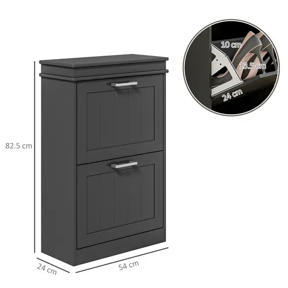 Buy Two-Drawer Minimalistic 10-Shoe Cabinet - Black, 3 image
