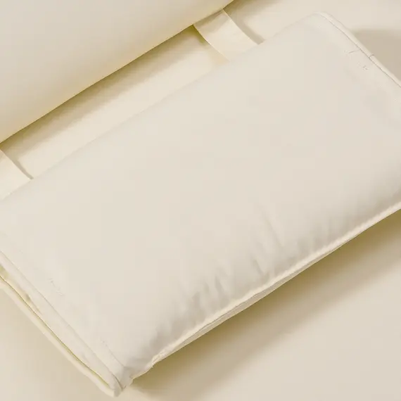 Buy Outsunny Garden Sun Lounger Cushion Replacement Soft Sunbed Reclining Chair Relaxer Pad with Pillow, Cushion ONLY - Cream White, 9 image