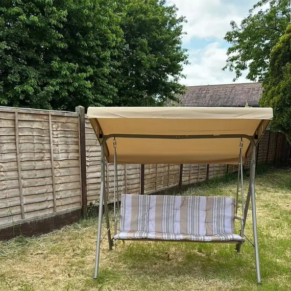 Buy Three-Seater Garden Swing Seat - Light Brown, 8 image