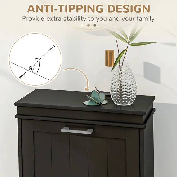 Buy Two-Drawer Minimalistic 10-Shoe Cabinet - Black, 7 image