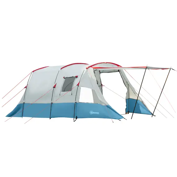 Buy 6-8 Person Tunnel Tent, Camping Tent with Bedroom, Living Room, Sewn-in Floor, 3 Doors and Carry Bag, 2000mm Water Column for Fishing, Hiking, Sports, and Traveling, Blue