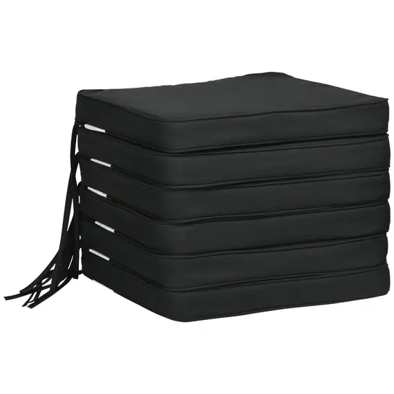 Buy Set of 6 Chair Cushion Seat Pads Dining Chair w/ Straps Indoor Outdoor Removable Tie On Garden Patio, Black