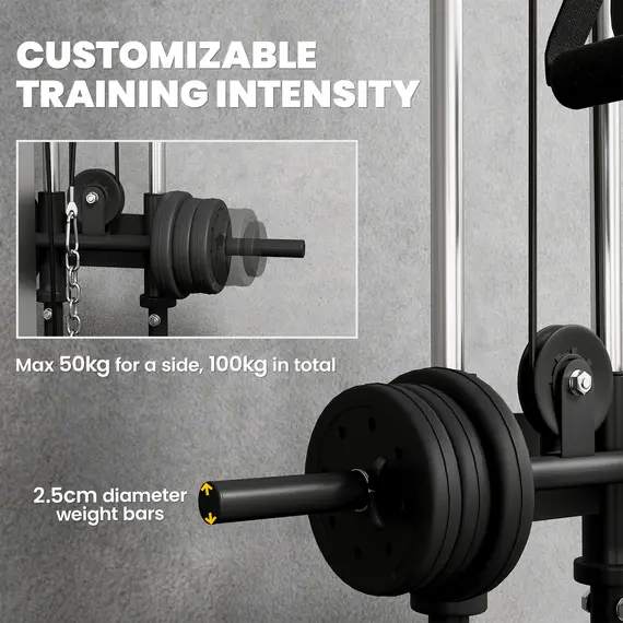 Buy SPORTNOW Wall Mount Cable Machine, 15 Positions Adjustable Cable Crossover Machine Dual Pulley System for Home Gym, 6 image