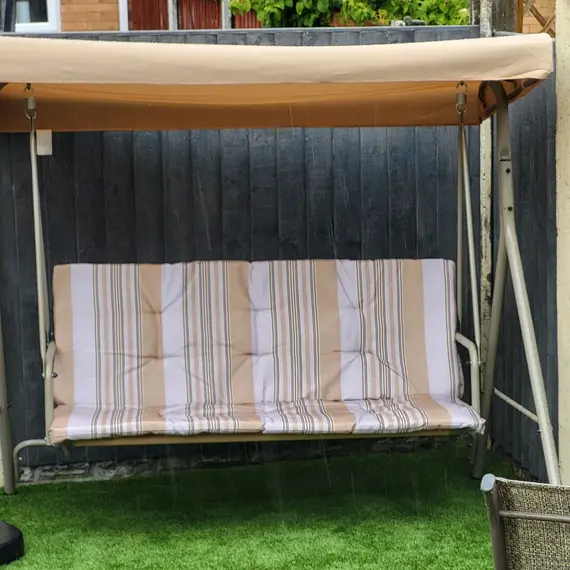 Buy Three-Seater Garden Swing Seat - Light Brown, 9 image