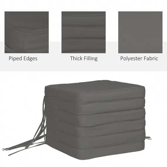 Buy Set of 6 Pcs Chair Cushion, 42Lx42Wx5T cm-Grey, 4 image