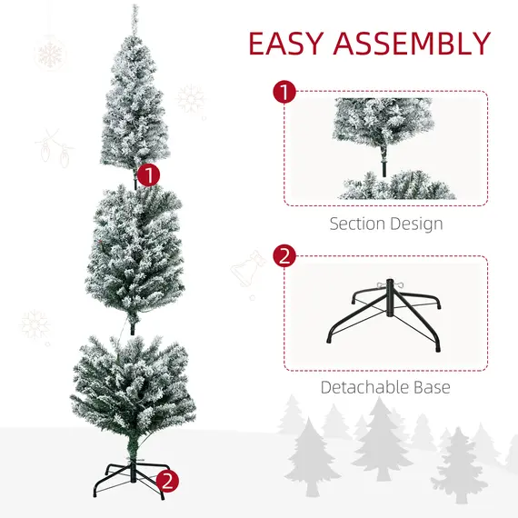 Buy 6' Artificial Prelit Christmas Trees Holiday Décor with Colourful LED Lights, Flocked Tips, Berry, Pine Cone, 7 image