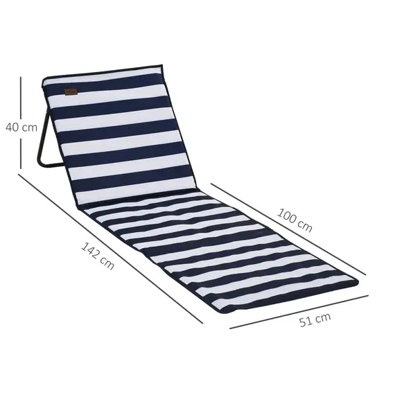 Buy Outsunny Set of 2 Foldable Garden Beach Chair Mat, Outdoor Sun Lounger Seats with Adjustable Back, Magazine Pocket, Carry Strap, 3 image