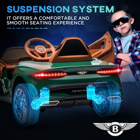 Buy Bentley Bacalar Licensed 12V Kids Electric Car, with Remote Control, Horn, Lights, Music, Suspension Wheels, Green, 7 image