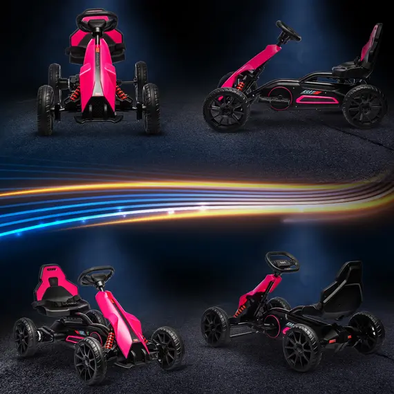 Buy 12V Electric Go-Kart for Kids, Ride-On Racing Go-Kart, with Forward and Reversing Functions, for Ages 3-8 Years - Pink, 8 image