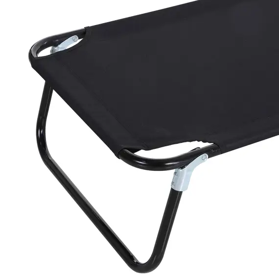 Buy Outsunny 2 Piece Foldable Sun Loungers with 5-Position Adjustable Backrest, Outdoor Portable Recliner Chaise Lounge Chairs with Breathable Mesh Fabric, Black, 9 image