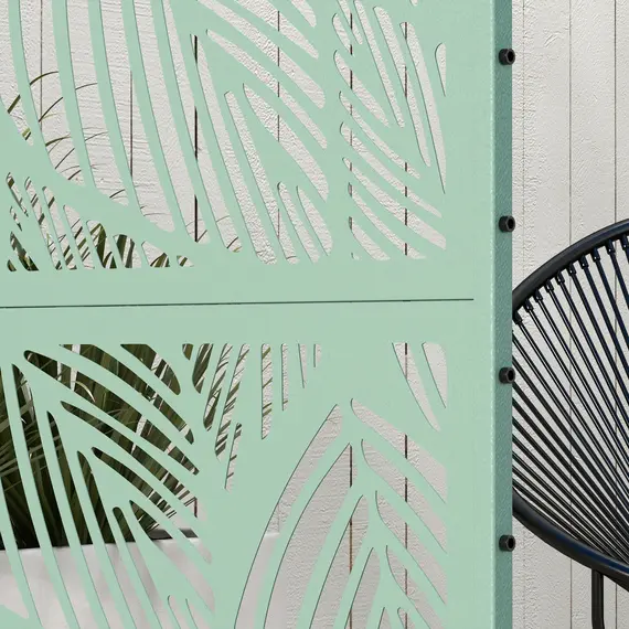 Buy Metal Decorative Privacy Screen Outdoor Divider, Green Leaf, 9 image