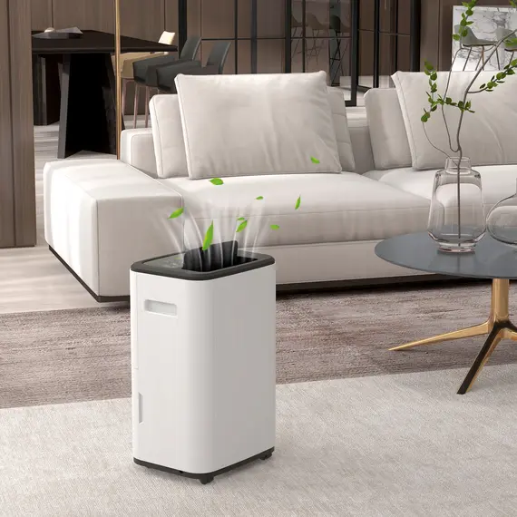 Buy HOMCOM 6000mL Portable Dehumidifier with 24H Timer, 3 Dehumidifying Modes, 20L/Day, for Home Laundry Basement, 2 image