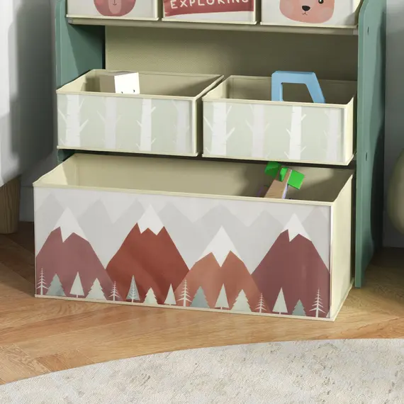 Buy ZONEKIZ Kids Storage Unit, Toy Storage Organiser, with Six Fabric Bins, for Bedrooms, Playrooms, Nurseries - Green, 9 image